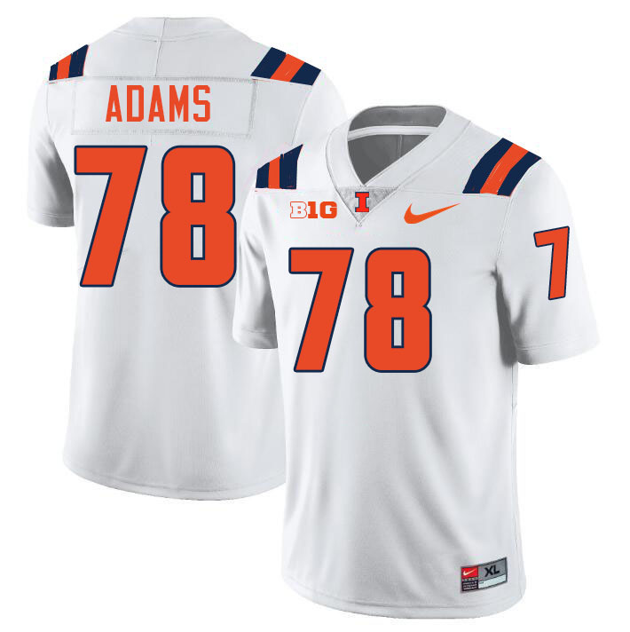 #78 Isaiah Adams Illinois Fighting Illini Football Jersey,Uniforms-White